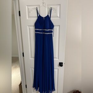 Aidan by Aidan Mattox Sapphire Maxi Dress with Beaded Accents